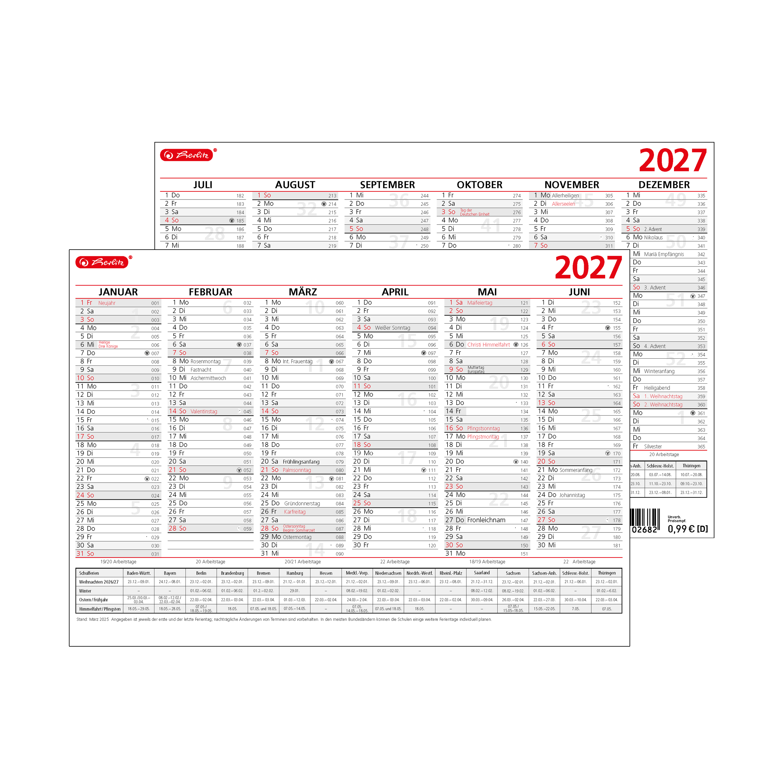 Tafelkalender A5 2027