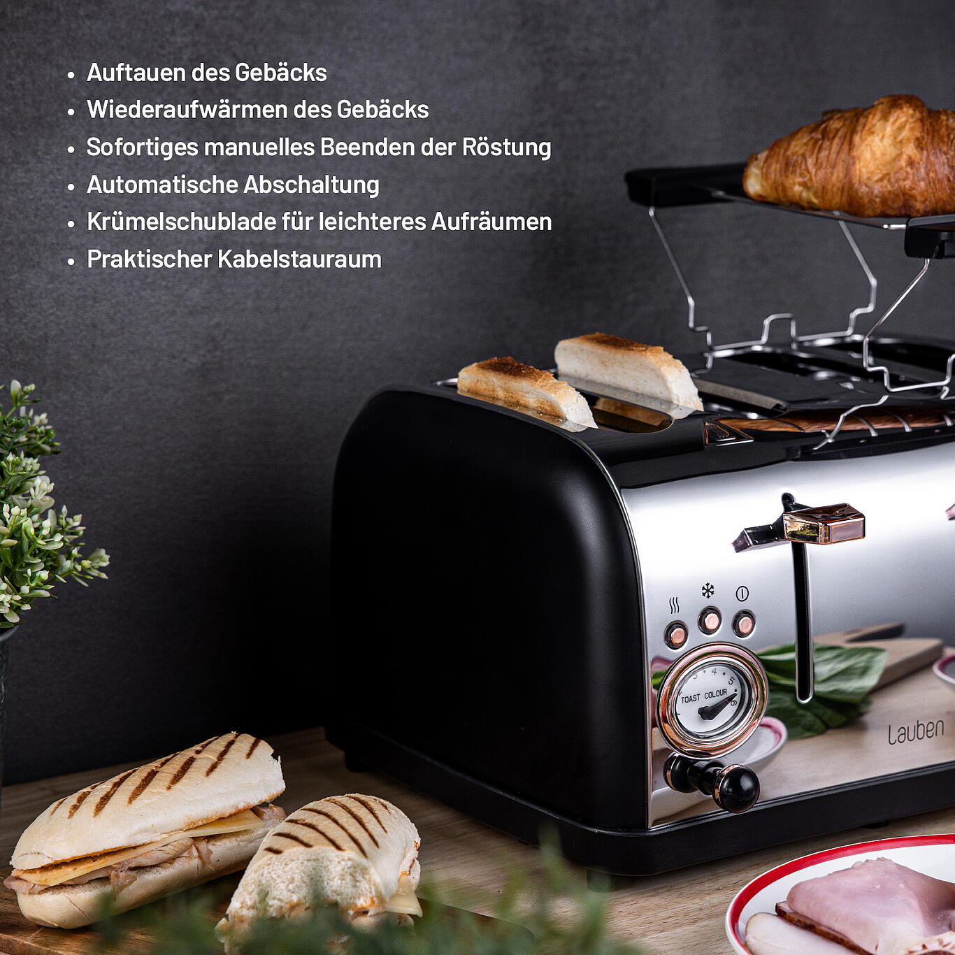 Lauben | Toaster 1500BC | 4Toasts | 1500W | schwarz retail