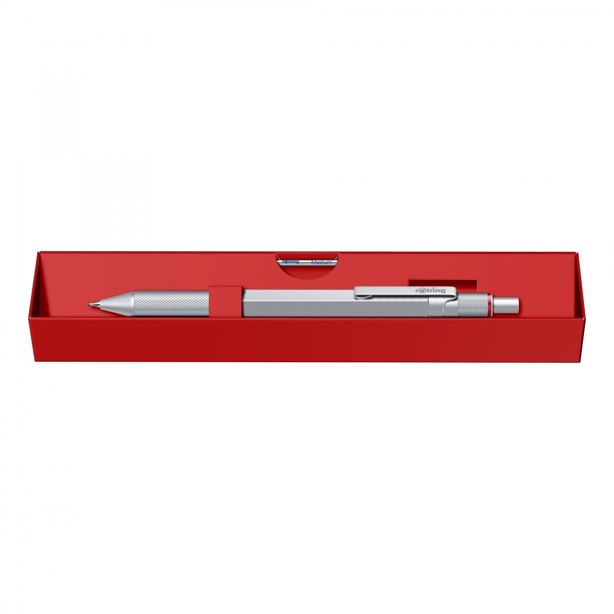 rOtring | Multipen 3in1 Silber | Feinminenstift 0,5 und Kugelschreiber blau/rot | Geschenkbox