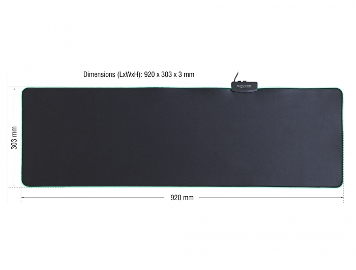 Delock RGB Mousepad - 920x303x3mm - Schwarz