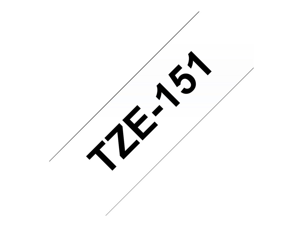 Brother TZe-151 - Standard-Klebstoff - schwarz auf durchsichtig - Rolle (2,4 cm x 8 m)