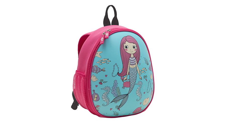Kinder-Rucksack Meerjungfrau – Netztaschen innen und außen – blau pink
