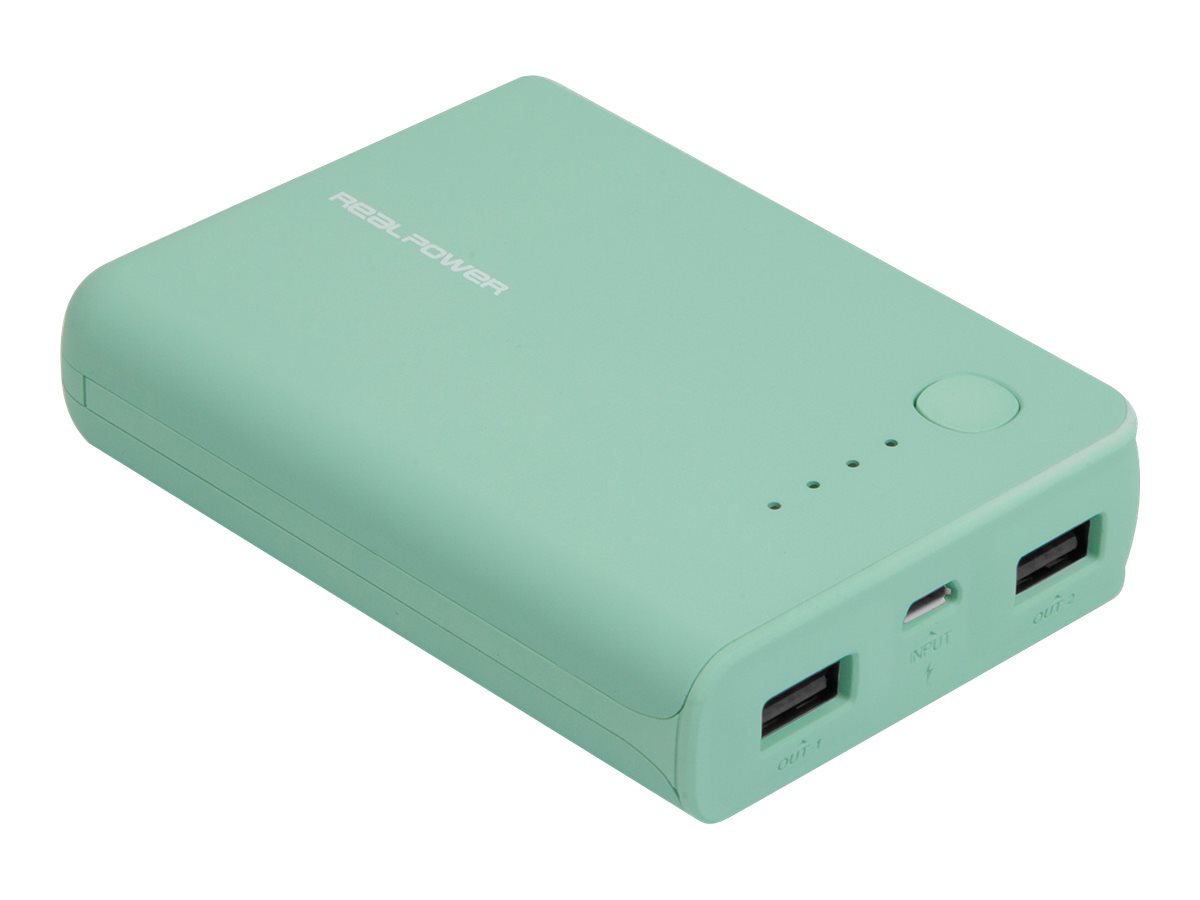 Realpower PB-10k - Powerbank - 10000 mAh - 2100 mA - 2 Ausgabeanschlussstellen (USB)