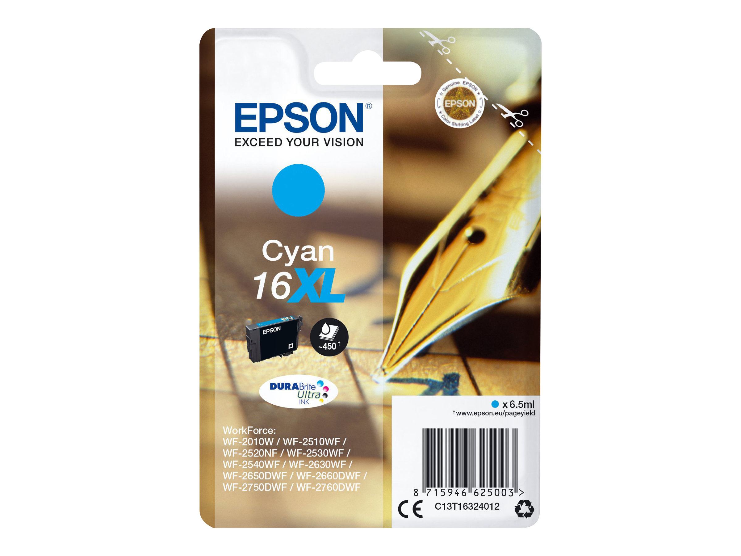 Epson 16XL - 6.5 ml - XL - Cyan - Original - Blisterverpackung Epson 16XL - 6.5 ml - XL - Cyan - Original - Blisterverpackung
