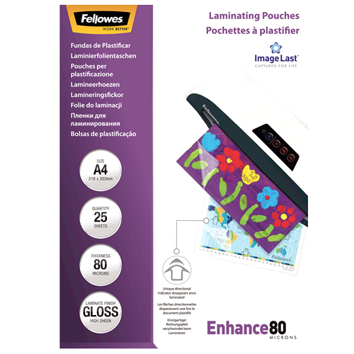 Fellowes ImageLast - 80 Mikron - 25er-Pack - glänzend - glänzend - A4 (210 x 297 mm)