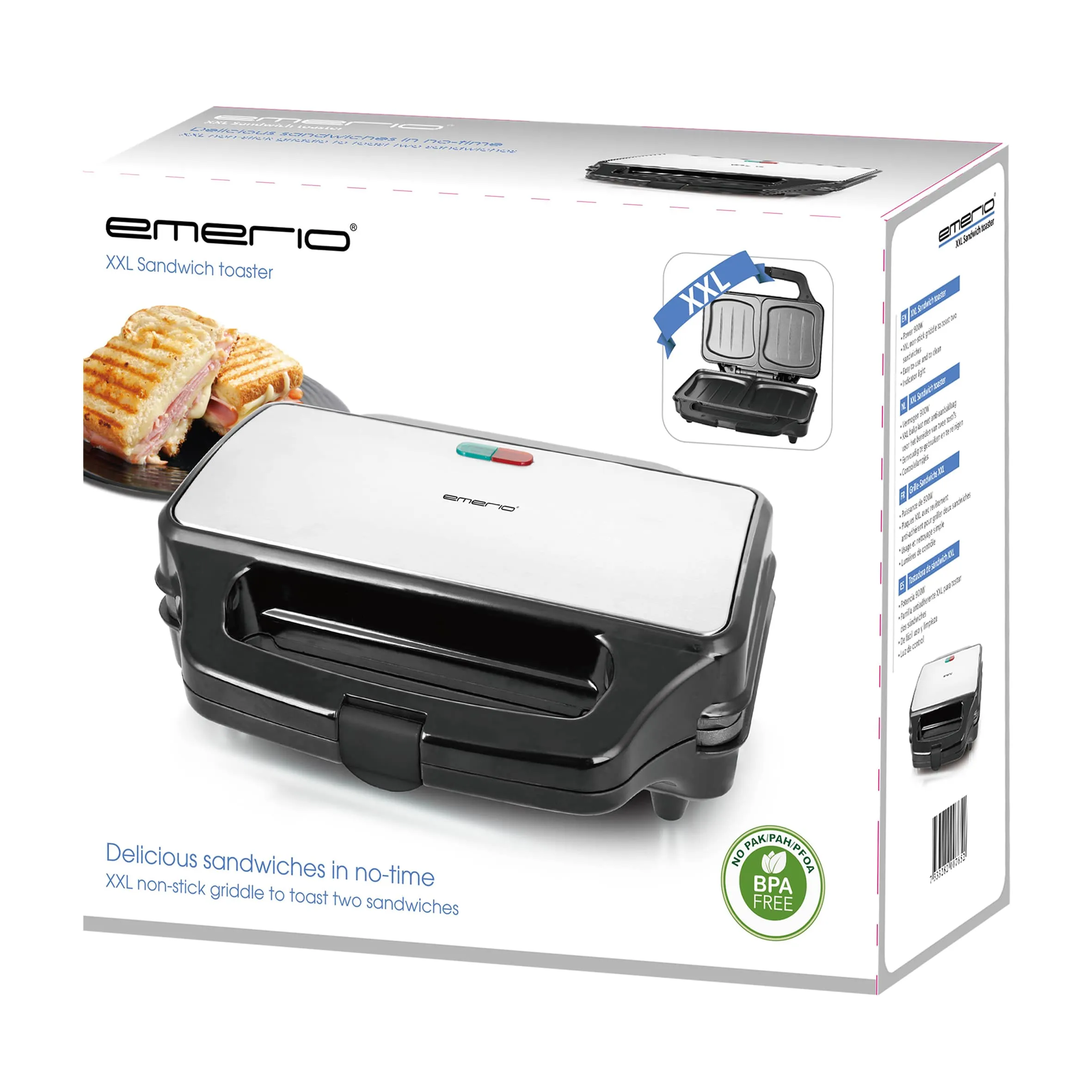 Emerio | Sandwichtoaster 2 Scheibentoaster XXL Muschelform