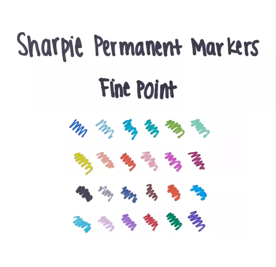 Sharpie Fine Point - Schwarz - Feine Spitze - Mehrfarben - Fein - Metall - Papier - Kunststoff - AP