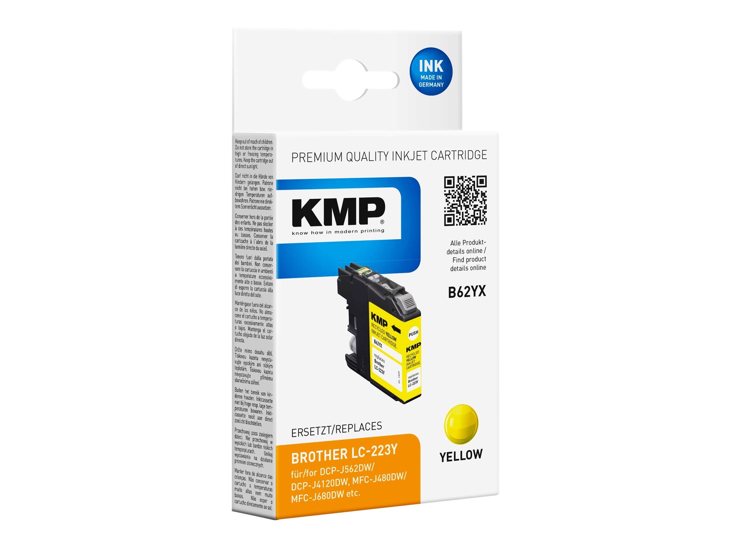 KMP B62YX - 5.9 ml - Gelb - kompatibel - Tintenpatrone (Alternative zu: Brother LC-223Y)