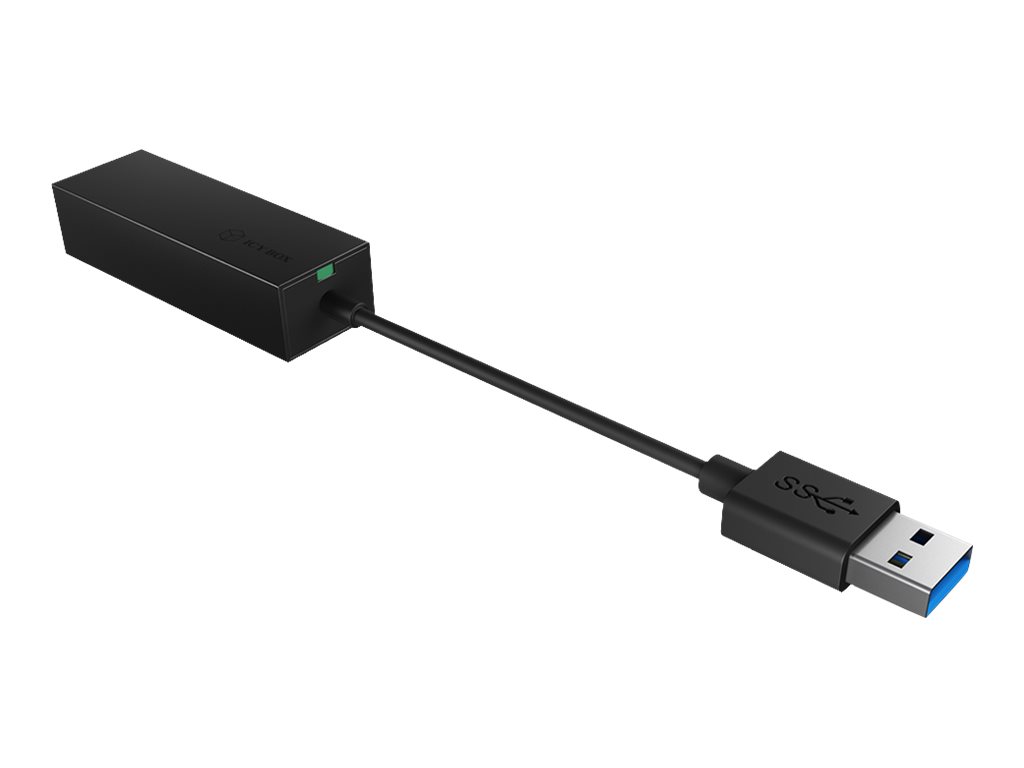 ICY BOX | Adapter, USB 3.2 Gen 1 zu Gigabit Ethernet | black