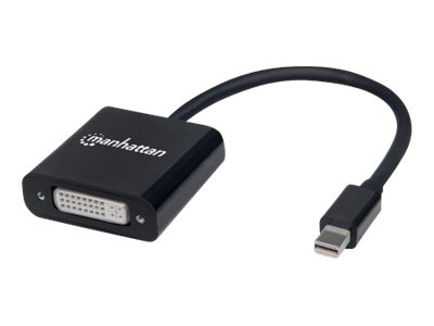 Manhattan Mini DisplayPort 1.2a to DVI-I Dual-Link Adapter Cable, 4K@30Hz, Active, 19.5cm, Male to Female, Compatible with DVD-D, Black, Three Year Warranty, Polybag - Display-Adapter - Single Link - Mini DisplayPort (M)