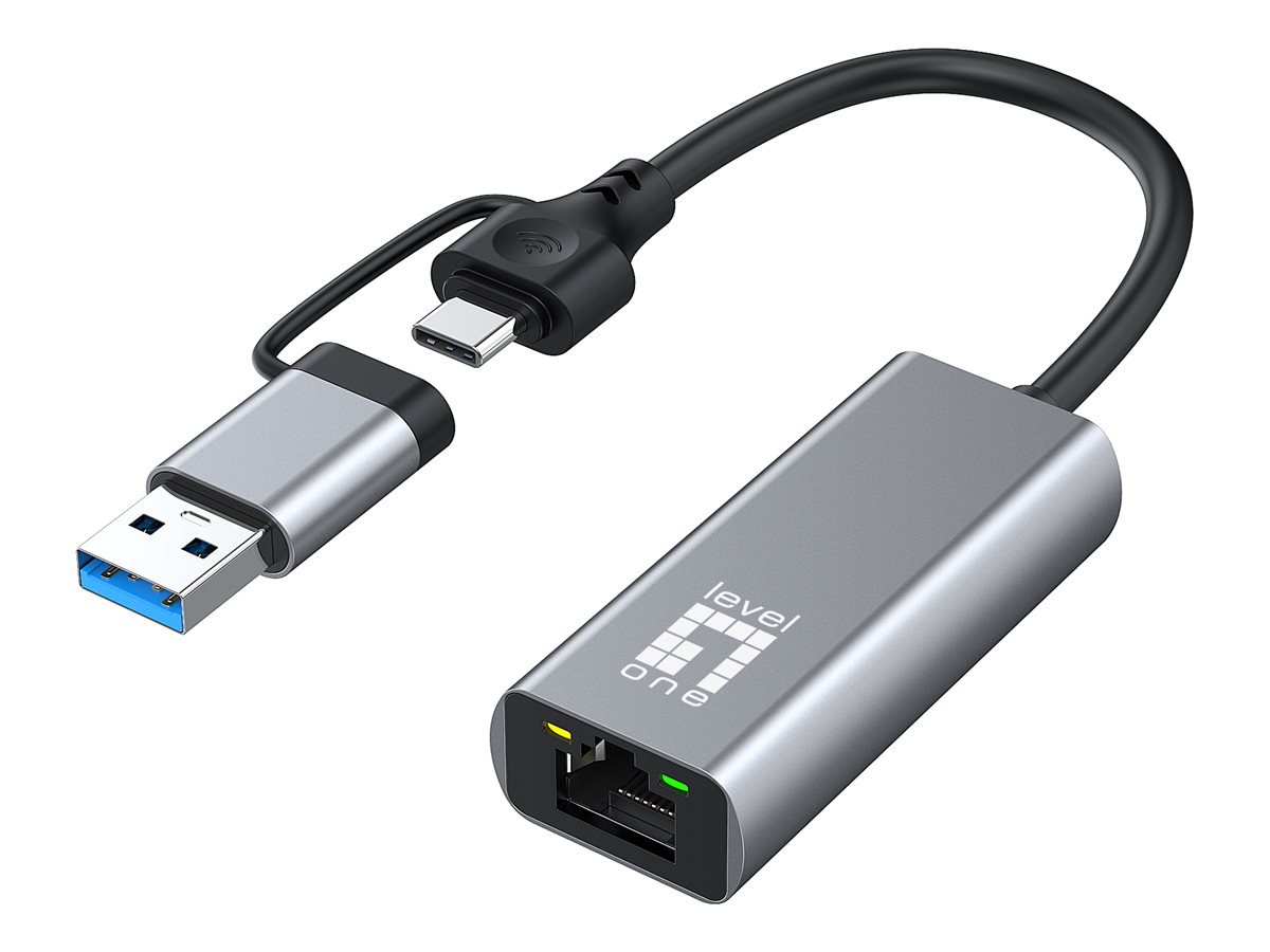 Adapter USB-C + USB-A -> RJ45 10/100/1000/2500   gr