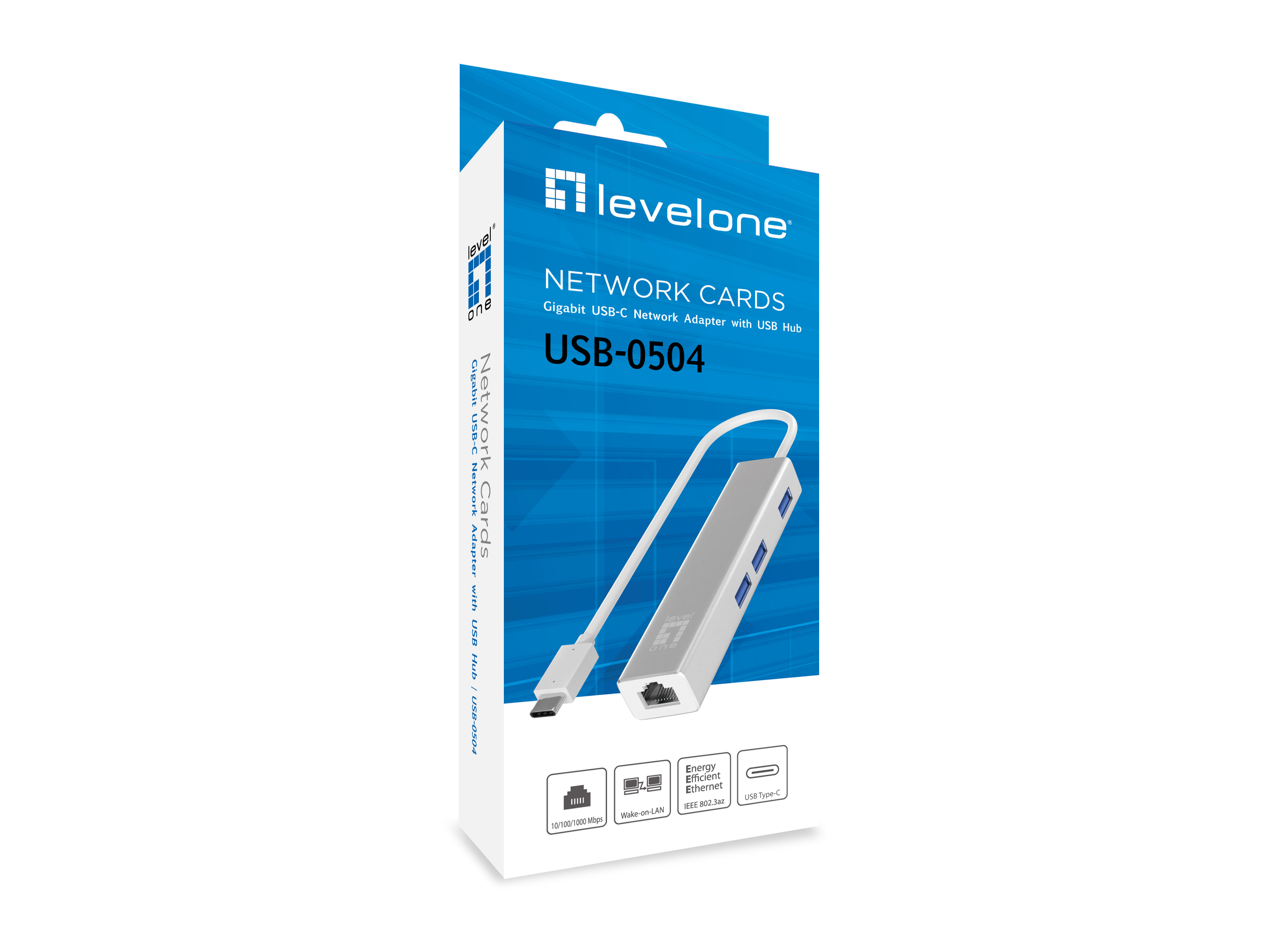 LevelOne Adapter USB-C -> RJ45 10/100/1000,3xUSB3.0 0,15m si
