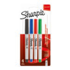 SHARPIE | ULTRA Fine | 4er Blister Standardfarben | Strichstärke: EF / 0,5 mm | Schreibfarbe: schwarz, blau, rot, grün