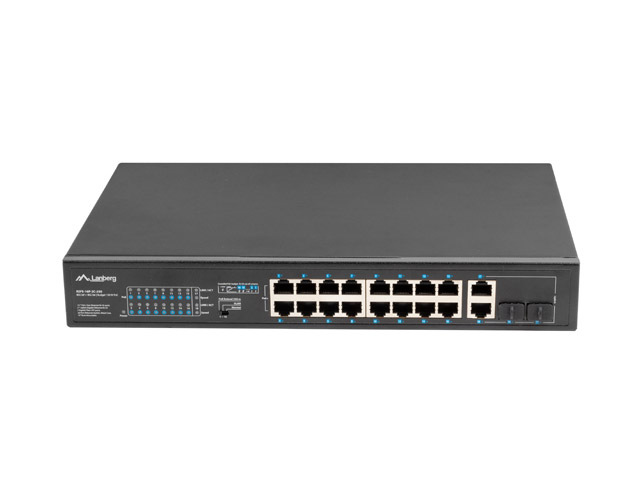 Switch 16-Port PoE+/2x1Gb/1xSFP 19" unmanaged 250W