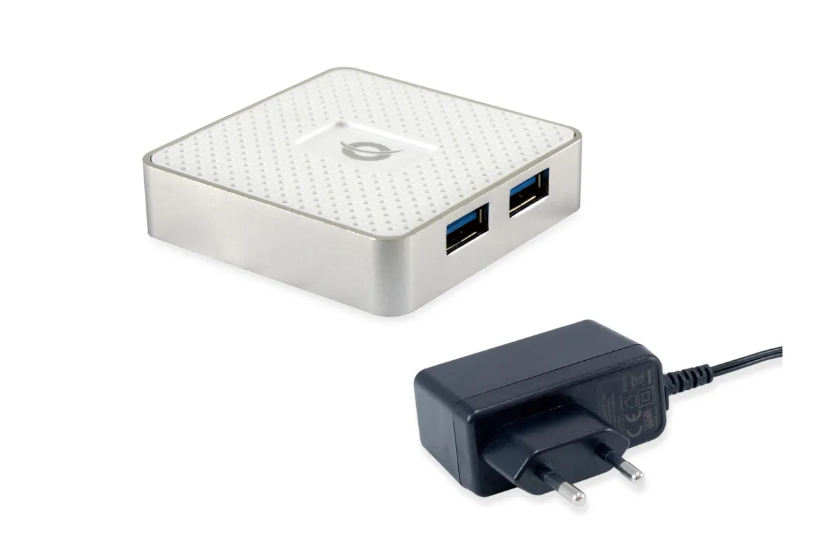 USB-Hub 4-Port | 4x USB 3.2 Gen 1 | 5 Gbit/s | mit Netzteil | Weiß