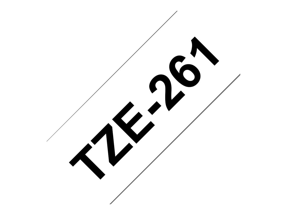 Brother TZe-261 - Standard-Klebstoff - Schwarz auf Weiß - Rolle (3,6 cm x 8 m)