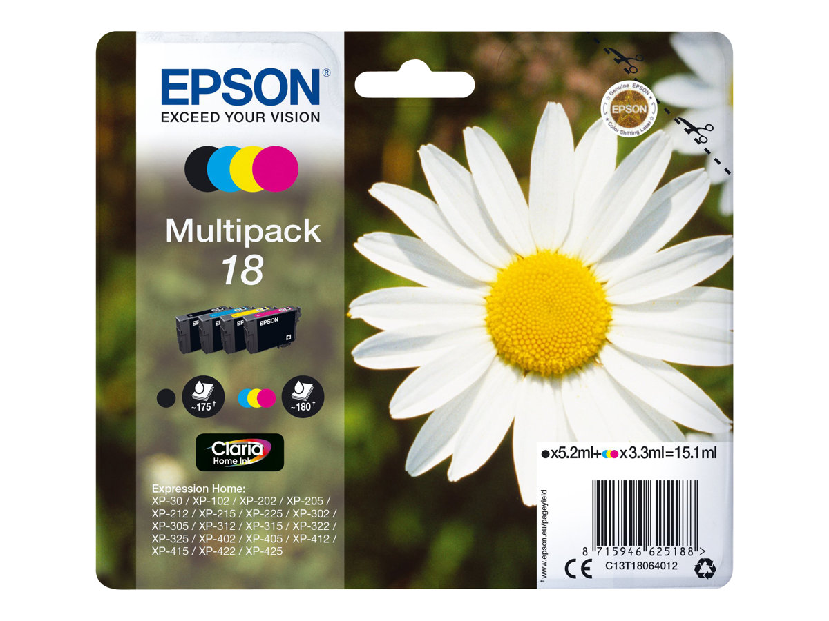 Epson 18 Multipack - 4er-Pack - 15.1 ml - Schwarz, Gelb, Cyan, Magenta