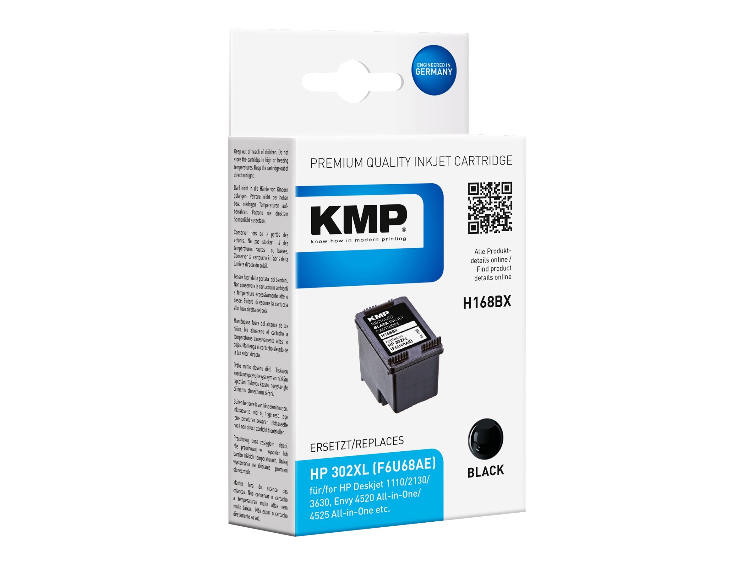 KMP H168BX - 15 ml - Schwarz - kompatibel - Tintenpatrone (Alternative zu: HP 302XL, HP F6U68AE)