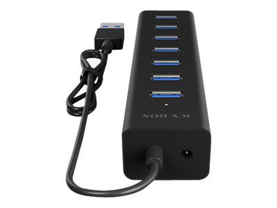 ICY BOX | USB 3.2 Gen 1 zu 7-Port USB 3.2 Gen 1 Type-A Hub, Alu-Gehäuse, Netzteil 5V/3A | black