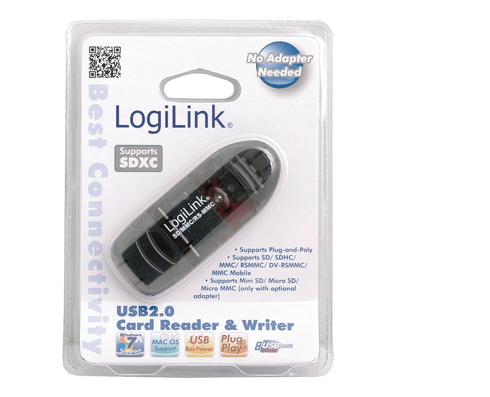 LogiLink Cardreader USB 2.0 Stick for SD/MMC - Kartenleser - 8-in-1 (MMC, SD, RS-MMC, MMCmobile, SDHC)
