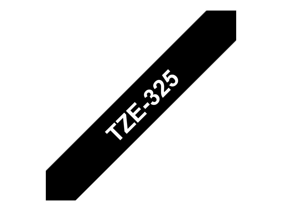 Brother TZe-325 - Standard-Klebstoff - Weiß auf Schwarz - Rolle (0,9 cm x 8 m)