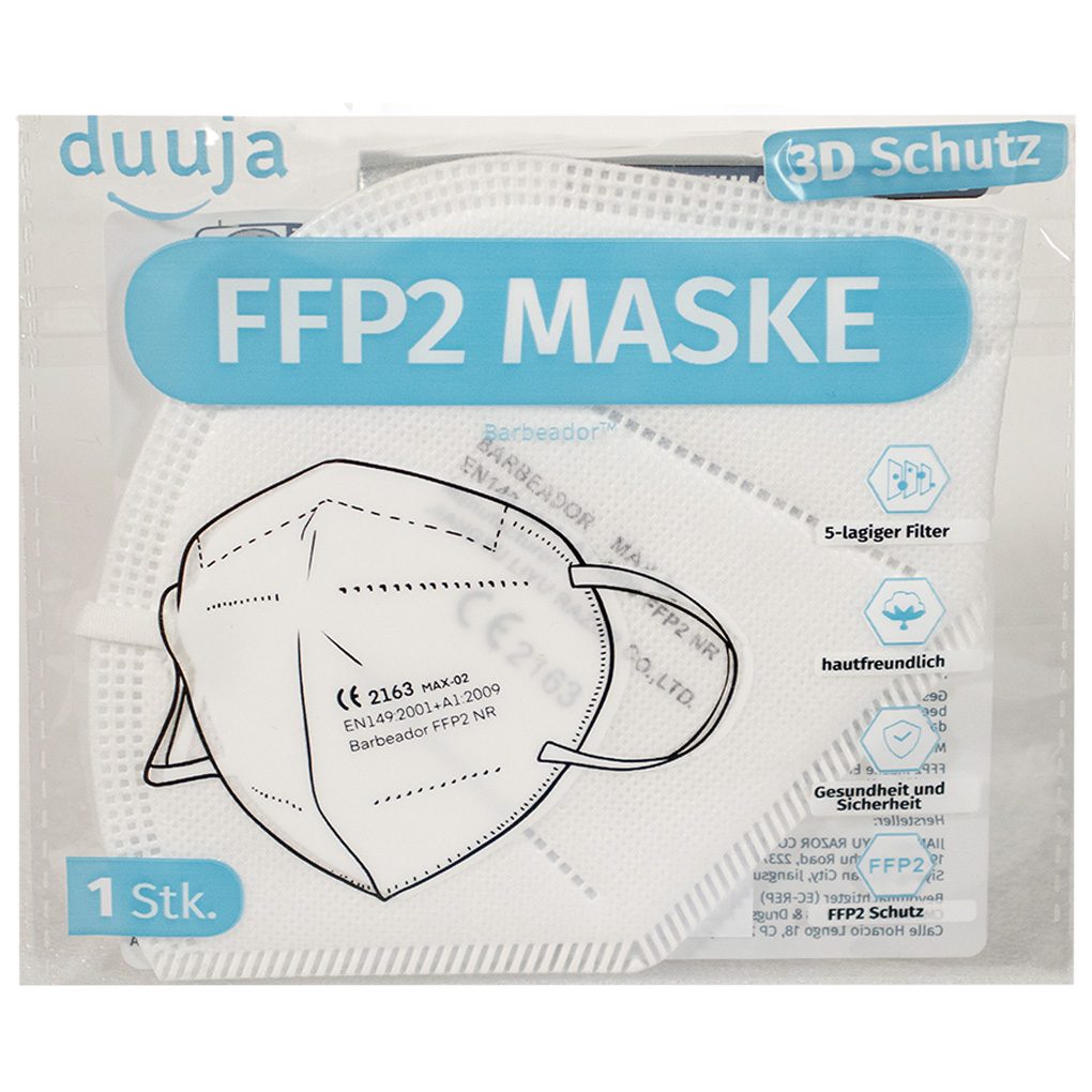 Duuja FFP2 Maske Einmalmundschutz 20 Karton weiß    Jugendl.