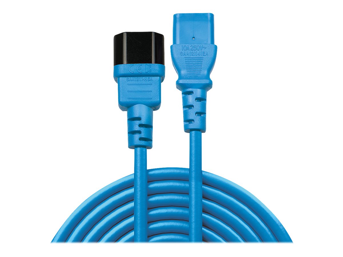 2m Netzverlängerungskabel C14 an C13, bleifrei, blau