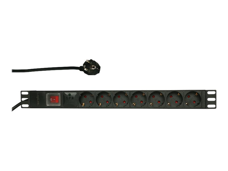 Stromverteilungseinheit (Rack - einbaufähig) - Wechselstrom 250 V - 3500 Watt - Eingabe, Eingang CEE 7/7 - Ausgangsanschlüsse: 7 (Stromversorgung)