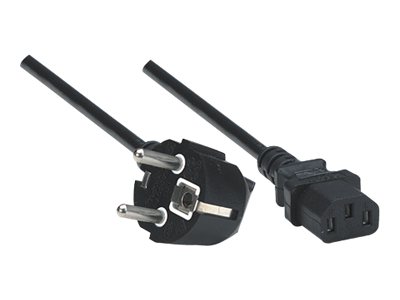 Manhattan Stromkabel, PC (C13, "Kaltgeräteanschluss") auf Schutzkontakt CEE 7/4, 1,8 m, schwarz, Polybagverpackung - Stromkabel - CEE 7/7 (M)
