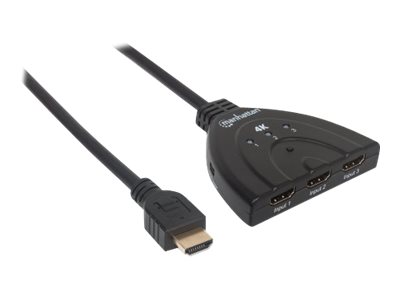 Manhattan HDMI 4K Switch 3-Port, 4K@60Hz, USB-A Powered (cable 0.7m)