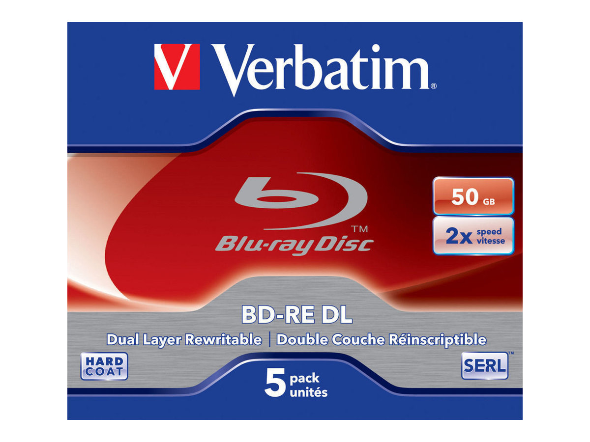 5 x BD-RE DL - 50 GB 2x - Jewel Case (Schachtel)