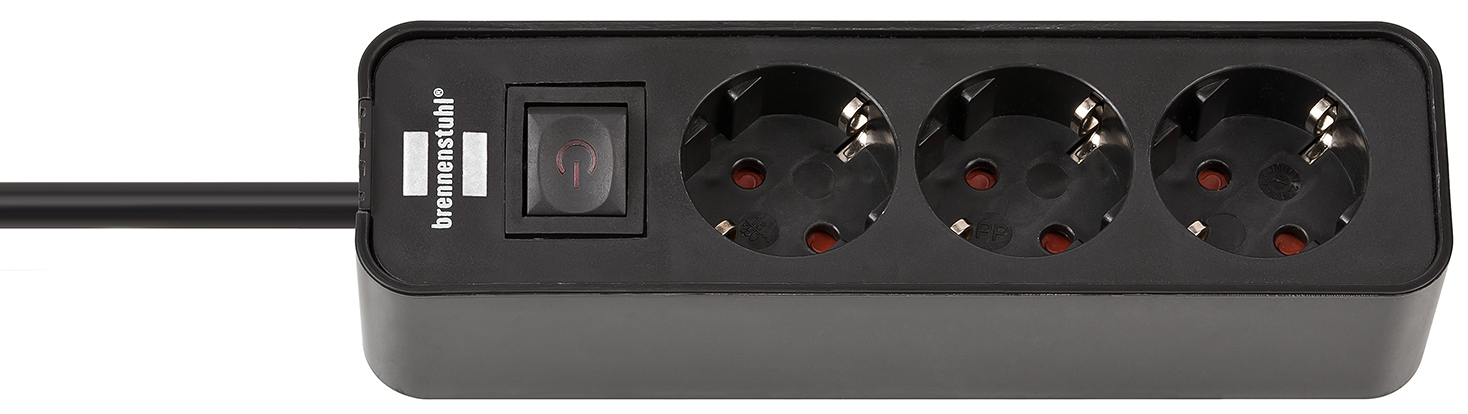 Steckdosenleiste | Ecolor 3-x schwarz/schwarz Schalter