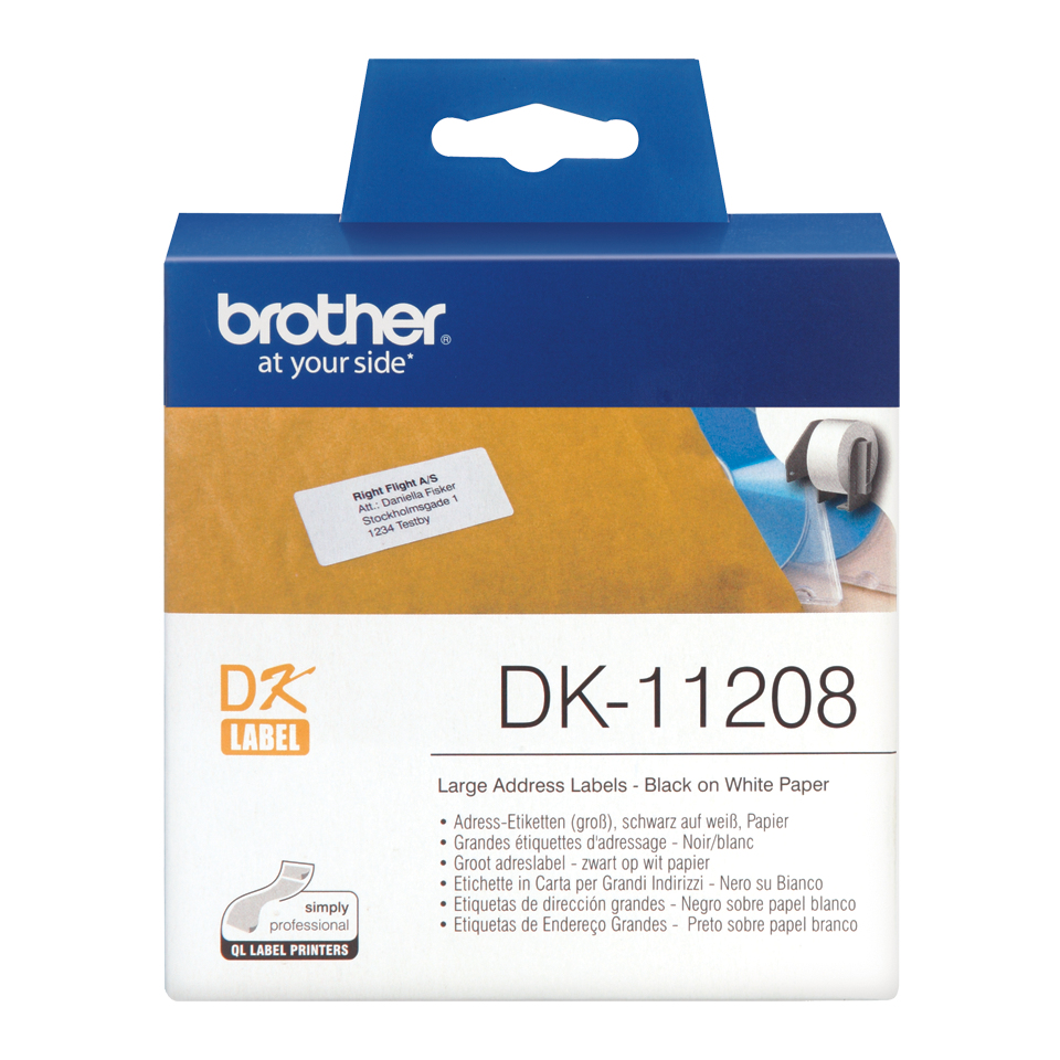 Brother DK-11208 - Schwarz auf Weiß - 400) Adressetiketten