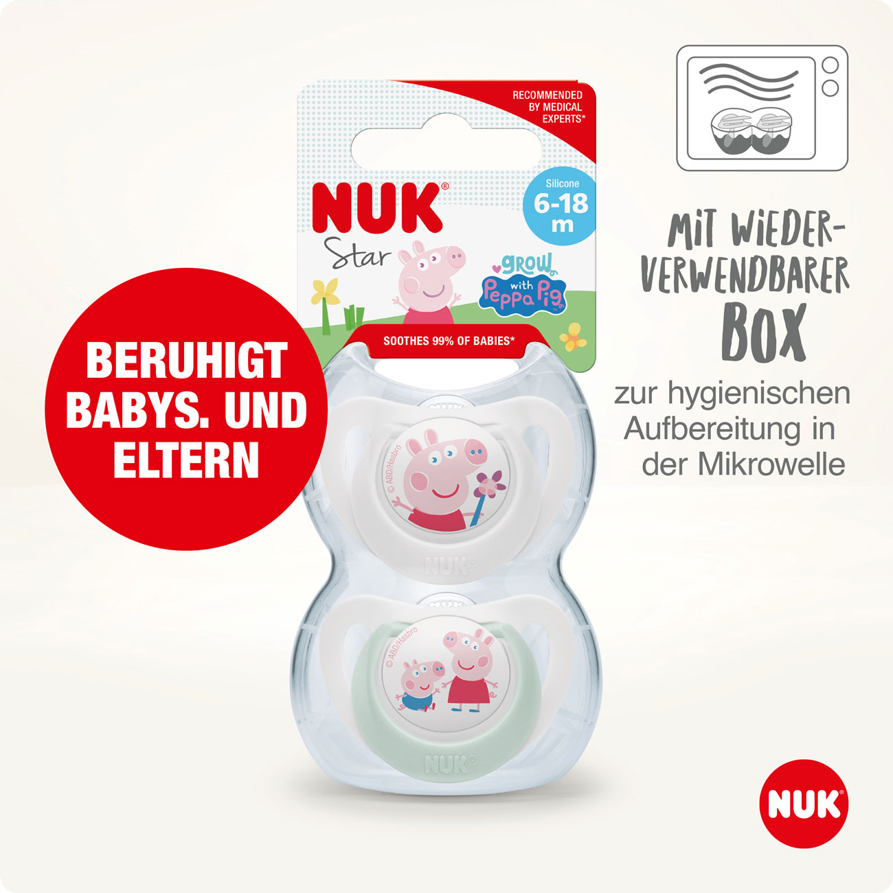 NUK | Schnuller | Peppa Pig Star | 6-18 M. | 2 Stück