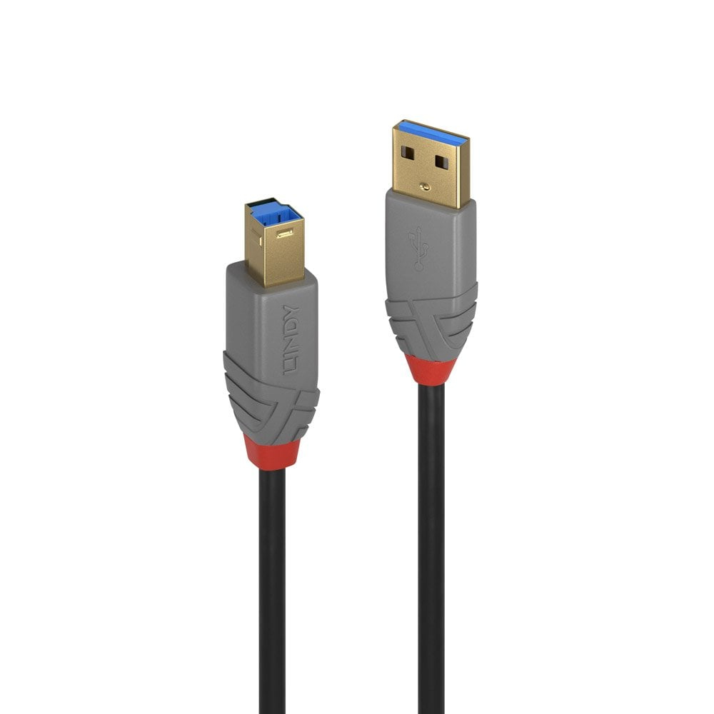 Lindy | 5m USB 3.2 Typ A an B Kabel, 5GBit/s, Anthra Line