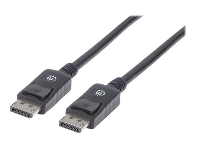 Manhattan DisplayPort Cable, v1.1, 4K@60hz, 1m, Male to Male, With Latches, Fully Shielded, Black, Lifetime Warranty, Polybag - DisplayPort-Kabel - DisplayPort (M)