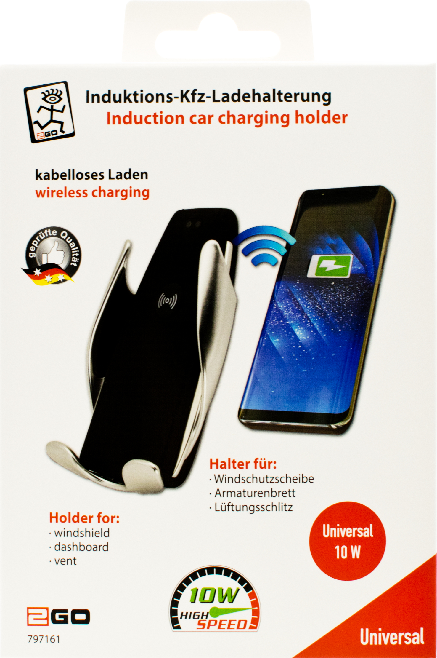 ACV Universal Smartphone-Halterung mit"Wireless Charging" KFZ