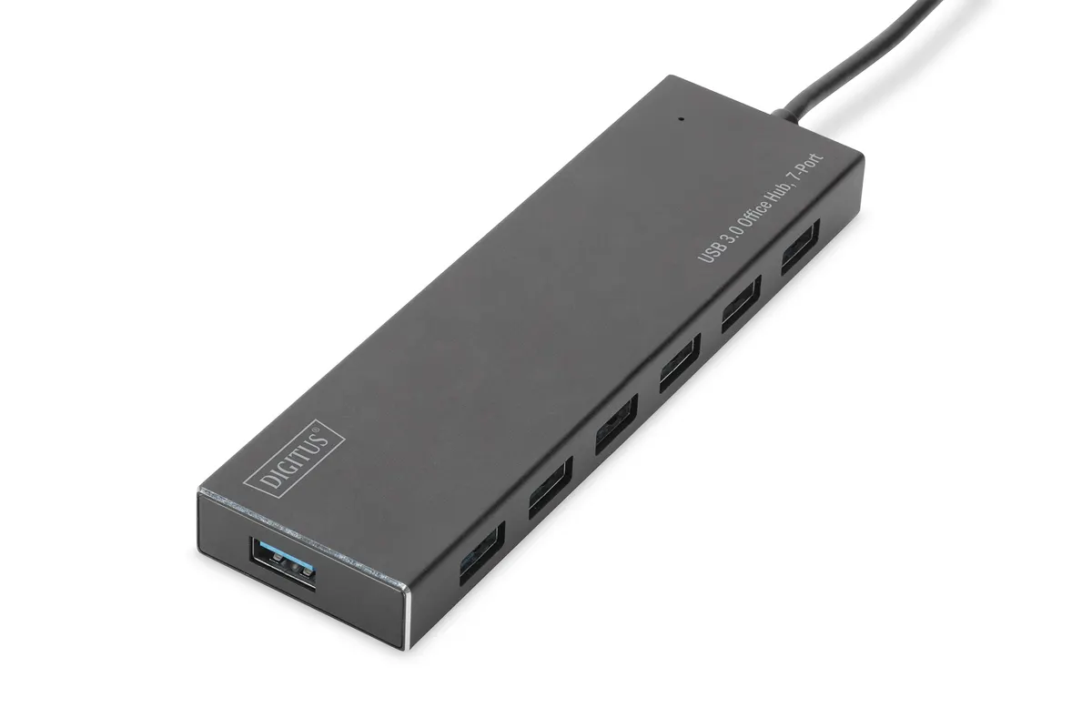 USB 3.0 Office Hub 7-Port | 7x USB 3.0 | 5 Gbit/s | Aluminium | mit Netzteil | Schwarz