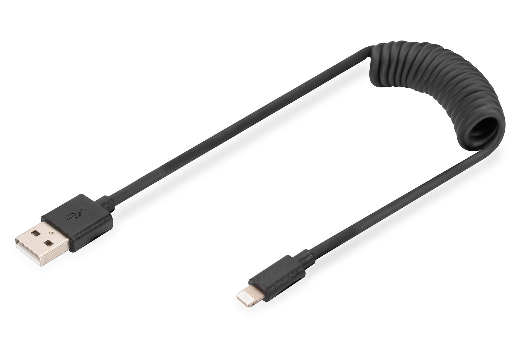 DIGITUS | USB 2.0 - USB - A auf Lightning Spiralkabel