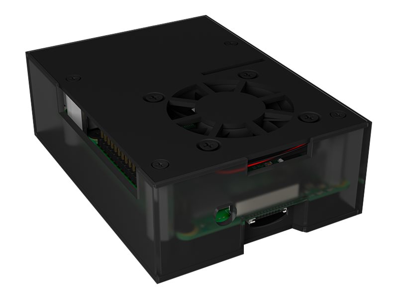 ICY BOX | Gehäuse für Raspberry Pi 4, Aluminiumdeckel/-boden, Acrylrahmen | anthr./black