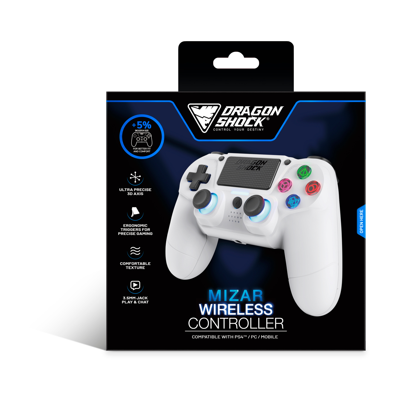 Dragonshock Mizar Game Pad weiß, kabellos (PS4)