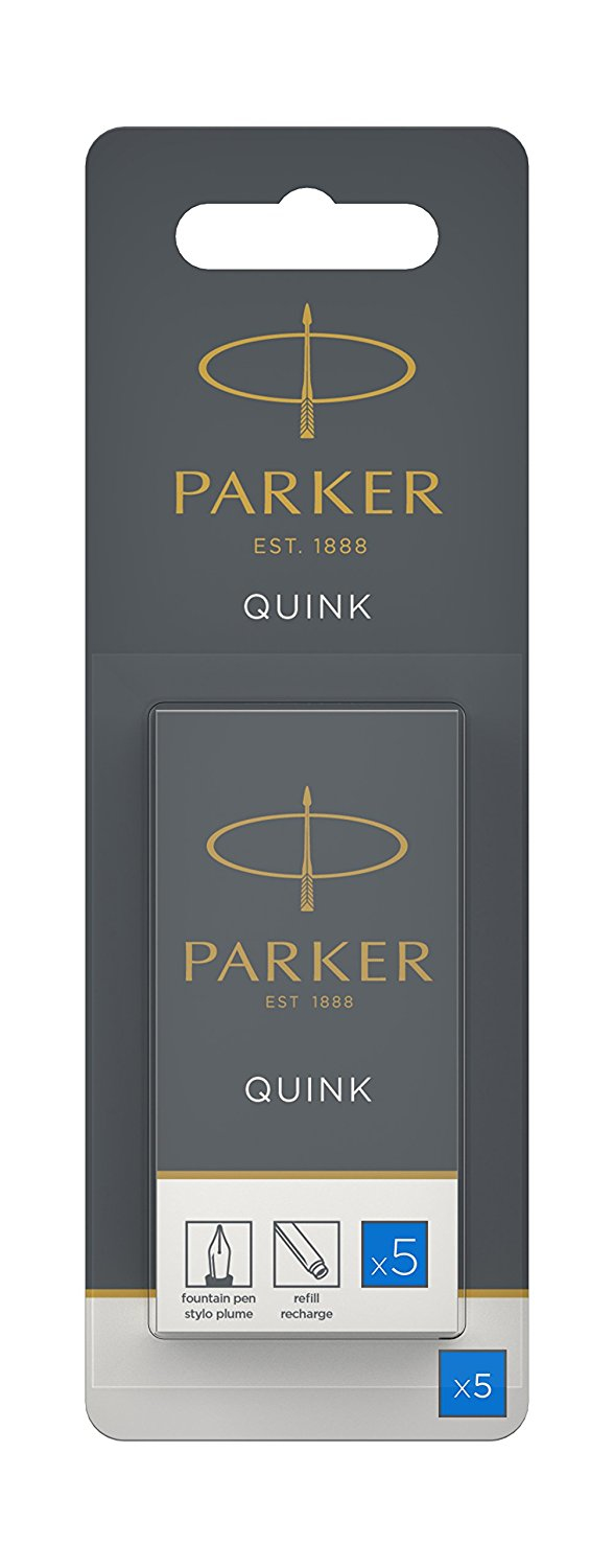 Parker | QUINK Tintenpatronen Königsblau - auswaschbar und löschbar auf Papier | im 1er Blister (5) 