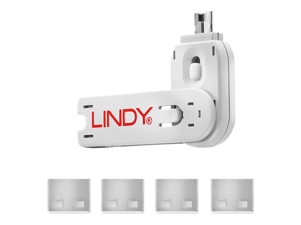 Lindy | USB Typ A Port Schlüssel mit 4 Schlössern, Weiß