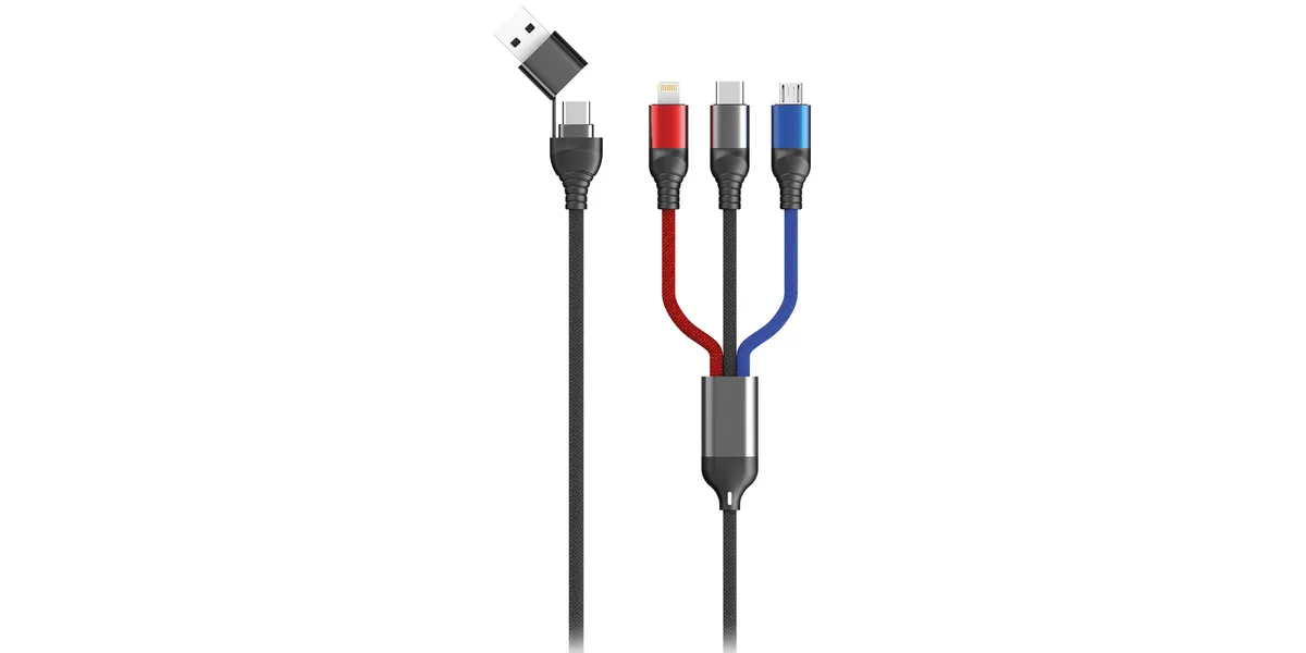 USB / Type C Ladekabel Micro USB, Lightn., USB-C 1,2m sw