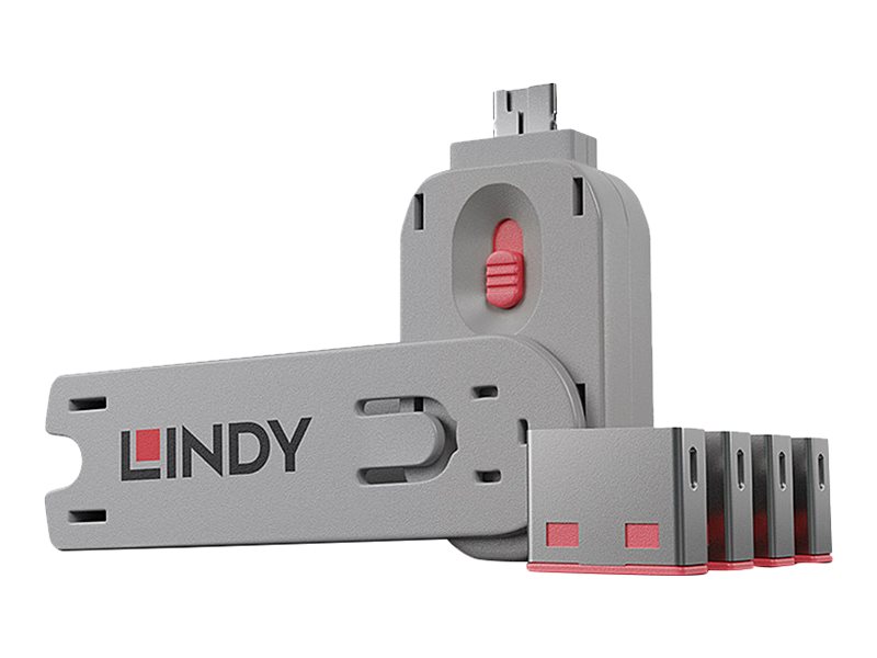 Lindy | USB Typ A Port Schlüssel mit 4 Schlössern, Pink