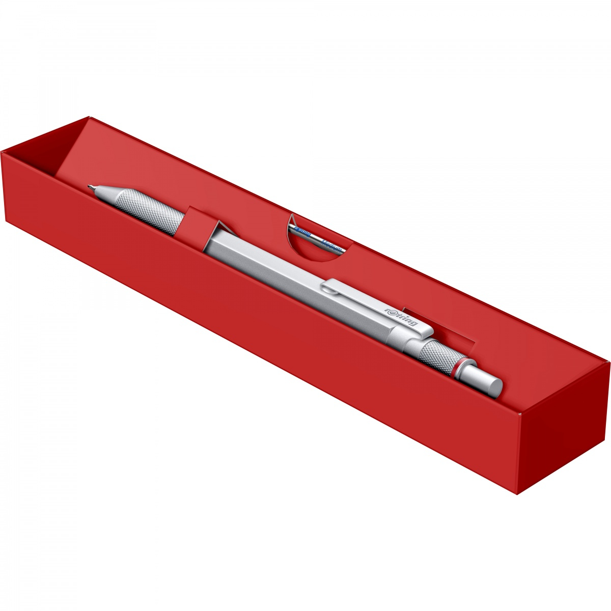 rOtring | Multipen 3in1 Silber | Feinminenstift 0,5 und Kugelschreiber blau/rot | Geschenkbox