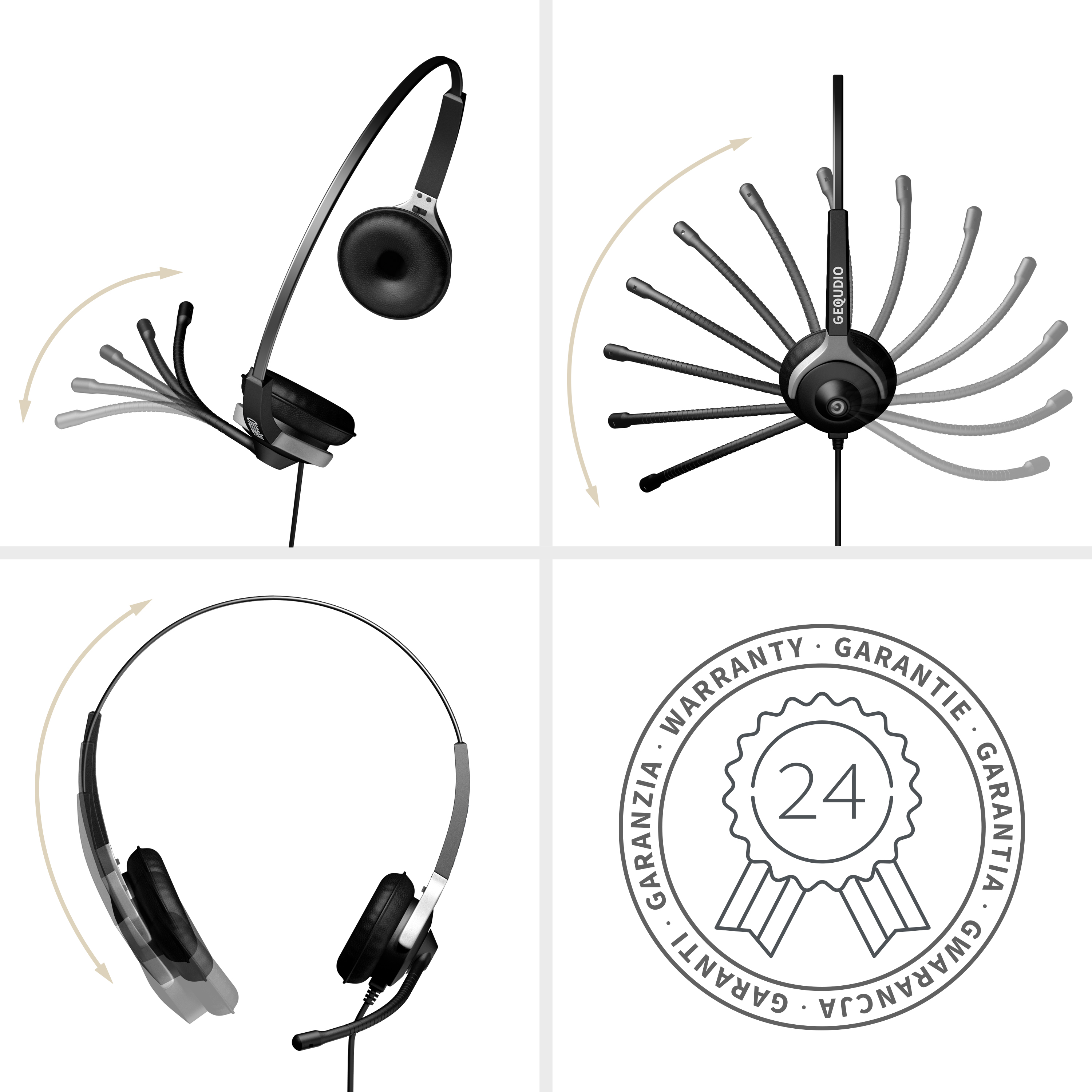 Gequdio Headset 2-Ohr für Cisco mit Kabel