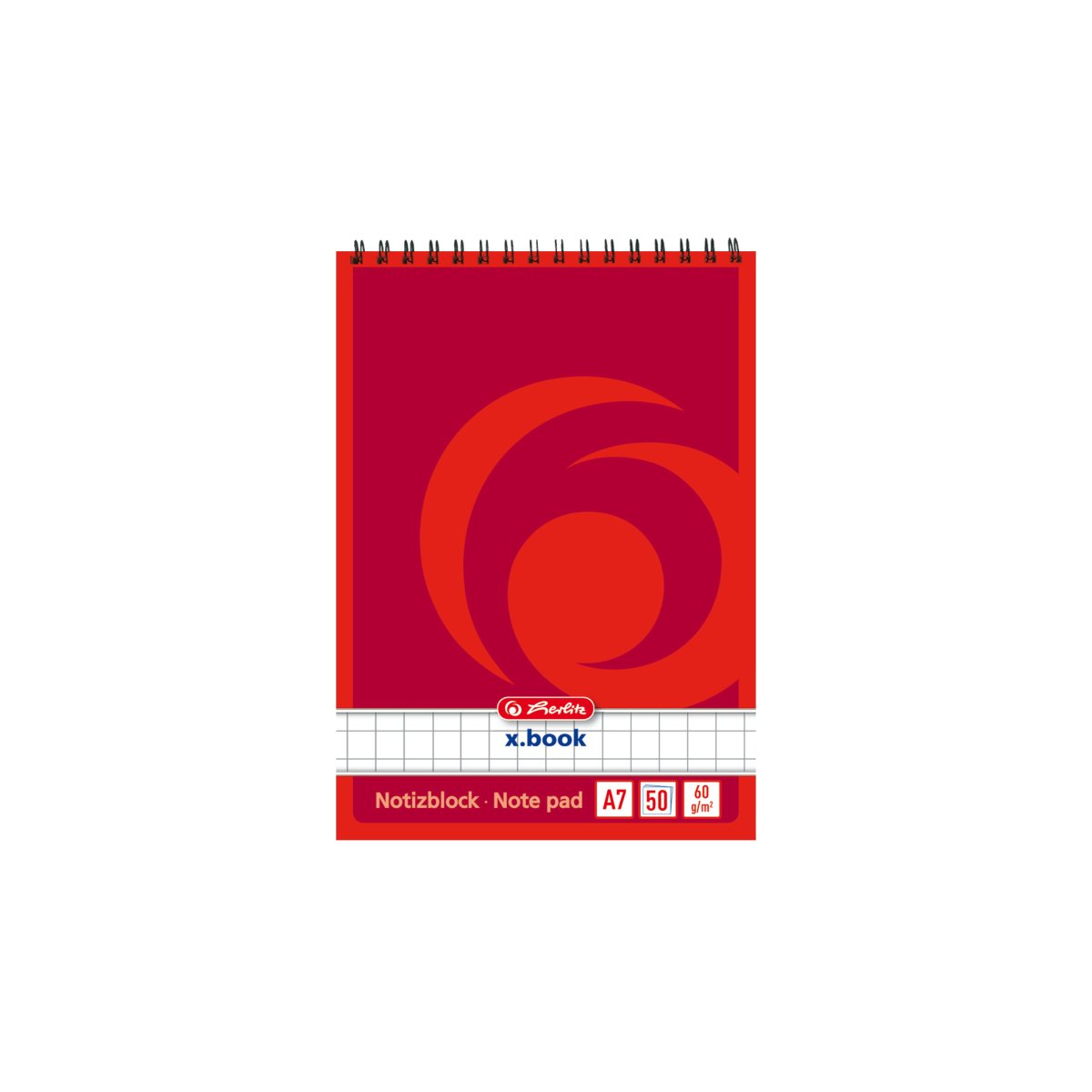 Spiralnotizblock – A7 – kariert – 50 Blatt