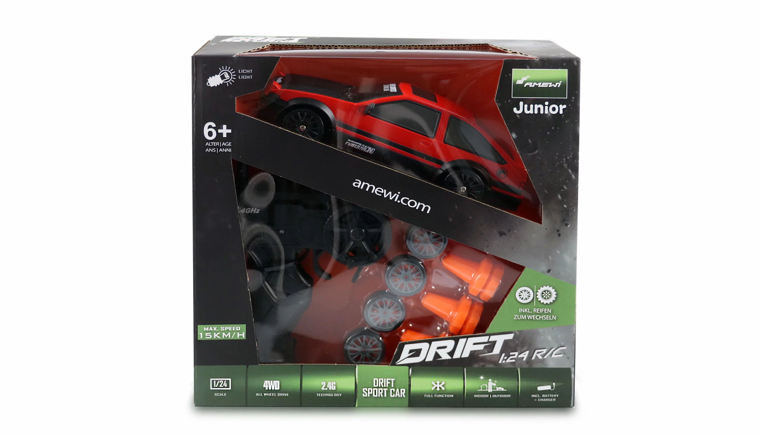 Amewi | Drift Sport Car | 1:24 | rot | 4WD | 2,4 GHz | Fernsteuerung