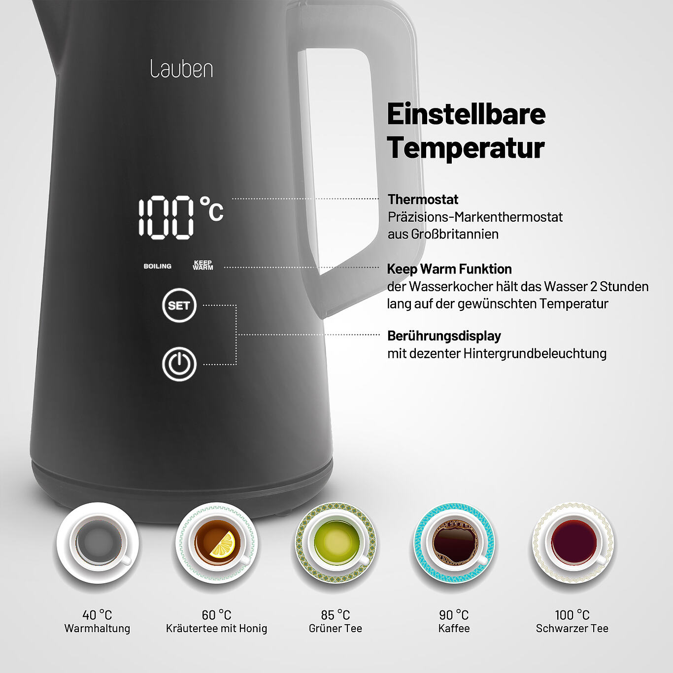 Lauben | Wasserkocher | 1800BC | 1.5l | 1800W | schwarz retail